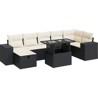 vidaXL Vidaxl - Set De Muebles De Jard&iacute;n 5 Pzas Y Cojines Rat&aacute;n Sint&eacute;tico Negro