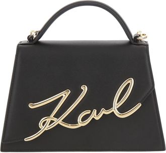 Karl Lagerfeld Signature Medium Crossbody Tas - Dames - Schoudertassen - Zwart - ONE Size - Leer - Tassen