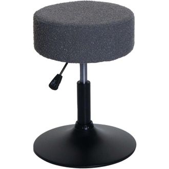 Hhg Hhg - Taburete 832, Taburete De Maquillaje, Giratorio Regulable En Altura &Oslash; 37cm Tejido Boucl&eacute; (450g/m&sup2;) Mvg, Gris Oscuro