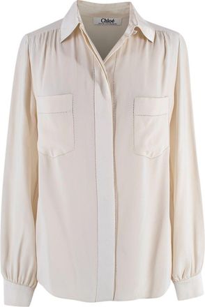 Chlo&eacute; Cream Silk Long Sleeve Blouse Size XXS