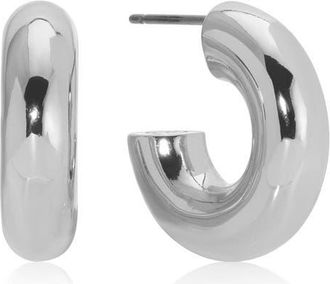 Ettika Mini Thick Classic Hoops in Rhodium at Nordstrom