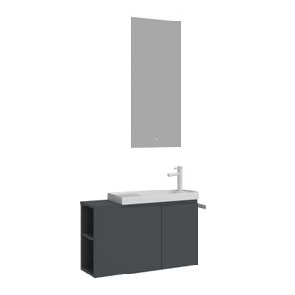 Habitat et Jardin Set Mobile Lavabo Con Specchio (2 Pezzi) ferla 80 - 80 X 22 X 45 Cm - Antracite Opaco