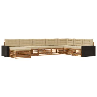 vidaXL Conjunto De Sof&aacute;s De Exterior Con Coj&iacute;n 8 Pcs Natural Y Beige Vidaxl