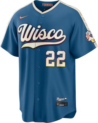 Nike Christian Yelich Milwaukee Brewers City Connect Nike Mens MLB Stadium Jersey in Grey | RE260H3FMZ9-L9W