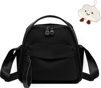 Generic Crossbody Shoulder Bag, Nylon Front Pocket Handbag for Women 2025, Waterproof Large Capacity Cross Body Bag Outdoor (Black)