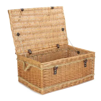Red Hamper Wicker 62cm Rope Handled Picnic Basket in Brown