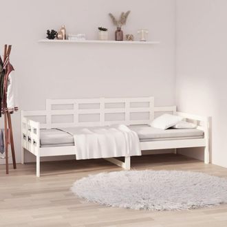 vidaXL Sof&aacute; Cama Sin Colch&oacute;n Madera Maciza De Pino Blanco 90x200 Cm Vidaxl