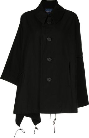 Yohji Yamamoto long-sleeve button-up cape - women - Cotton - 2 - Black