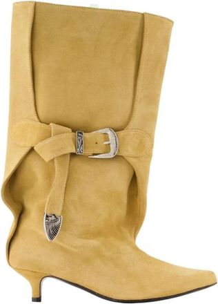Toga Archives Aj 1508 Laarzen - Dames - Laarzen met Hak - Beige - 39 EU - Su&egrave;de - Schoenen