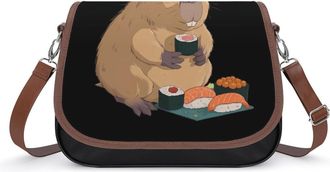 Generic Capybara with Sushi Womens Crossbody Bag Fashion Shoulder Handbags Message Tote Bag with Adjustable Strap
