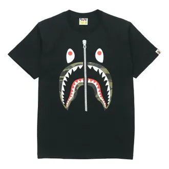 A Bathing Ape Half Zip Shark Face Tee Black Green BAPE-SS18-020