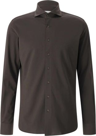 Profuomo Japanese Knitted Shirt - Heren - Casual Overhemden - Bruin - 3XL - Katoen - Overhemden