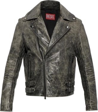 Diesel L-Eon-Cjcm Giacca in Pelle - - Jackets - Uomo - Grigio - XL