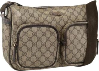 Gucci Pre-owned Cross Body Bags, female, Beige, Size: ONE SIZE Pre-owned Vintage GG Canvas Shoulder Bag