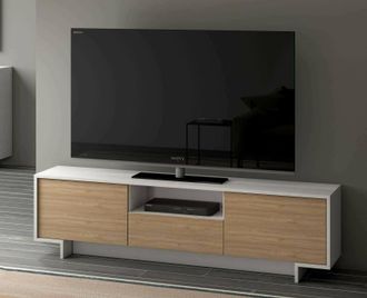Dmora Dmora - Mueble Tv Andromeda, Mueble Tv Para Sal&oacute;n, Aparador Bajo De Sal&oacute;n Con 2 Puertas Y 1 Caj&oacute;n, 100% Made In Italy, 170x42h48 Cm, Blanco Y Roble, C
