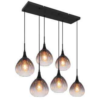Netlighting Olsen Cluster Pendant Matt Black Smoke Glass Shade 6x E27