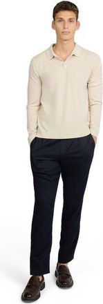 Onia Long Sleeve Extra Fine Merino Wool Polo in Stone Melange at Nordstrom, Size X-Large