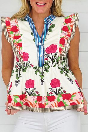 Azura Exchange Bloemen Rimpel Mouwloos Topje