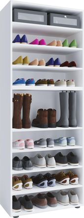 ebuy24 Ebuy24 - Estante De Zapato De Madera Vcm Dimensiones: Al. 183 X An. 70 X P. 37 Cm Armario Multiusos 9 Compartimentos Sin Puertas - Lona (blanco)