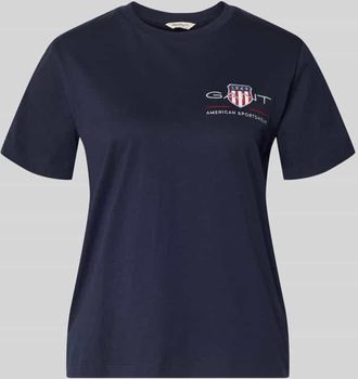 GANT T-Shirt mit Rundhalsausschnitt und Label-Stitching in Marine, Gr&ouml;&szlig;e XXL