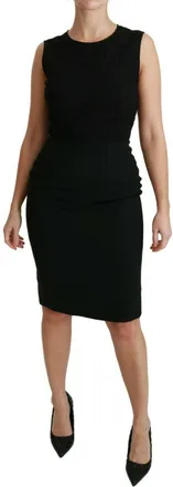 Dolce & Gabbana Black Floral Lace Sheath Gown Womens Dress
