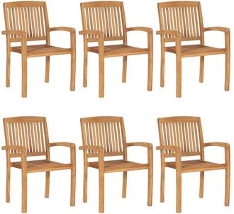 vidaXL Sillas De Jard&iacute;n Apilables 6 Unidades Madera Maciza De Teca Vidaxl
