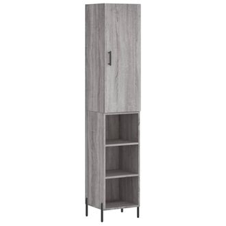 vidaXL Vidaxl - Aparador Alto Madera Contrachapada Gris Sonoma 34,5x34x180 Cm