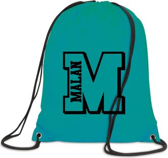 Generic Personalised Initial Name Drawstring Bag Sport School PE Kit Boys Girls Gym Dance Swimming Unisex Bags (Lagoon)