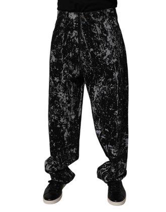 Dolce & Gabbana Black Tie Dye Cotton Straight Men Denim Jeans And White Clothing