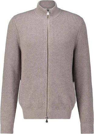 Fedeli Cashmere Cardigan met Tweewegrits - Heren - Cashmere truien - Grijs - 3XL - Truien & Vesten