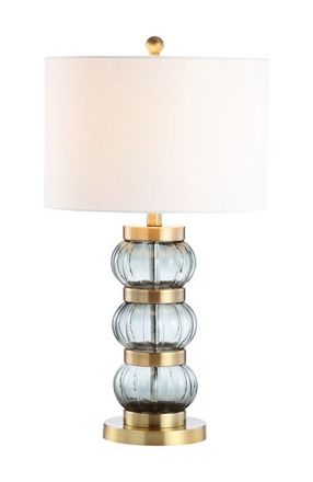 Jonathan Y Designs Linna 27.5 Glass/Metal Table Lamp, Smoked Gray/Brass Gold at Nordstrom