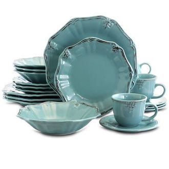 Elama Fleur De Lys 20-Piece Dinnerware Set in Blue at Nordstrom