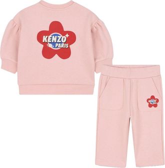 Kenzo 100% Cotton Sweatshirt and Pants Set - Pink