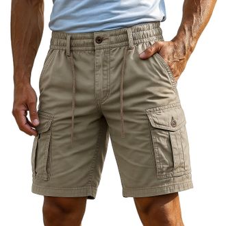 Generic Cargo Shorts for Men UK Combat Cotton Camo Shorts with Multi-Pockets Summer Outdoor Quick-Dry Breathable Elasticated Waist Workwear Knee Length Pants 