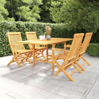 vidaXL Juego De Comedor Para Jard&iacute;n 5 Piezas Madera Maciza Teca Vidaxl
