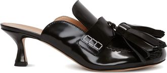 J.W.Anderson tassel-detail leather mules - women - Sheep Suede/Bovine Split Leather/Calf Leather - 40 - Black