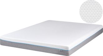 Beliani Colch&oacute;n De Espuma Blanco Con Tela Gris 160 X 200 Cm Tama&ntilde;o Individual Medio Firme Glee