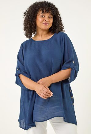 Roman Buttoned Side Asymmetric Top