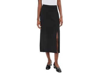 Eileen Fisher Petite Stretch Jersey Knit Full Length Straight Skirt With Slit Womens Skirt Black : PL (14P-16P), Lyocell/Spandex/Tencel