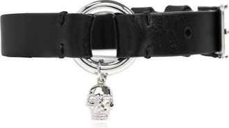 Alexander McQueen Skull Ring Wrap Armband - Heren - Armbanden - Zwart - ONE Size - Leer - Accessoires