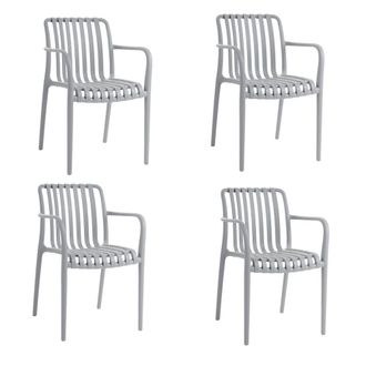 LOLAhome Pack de 4 sillas de jard&iacute;n apilable de polipropileno