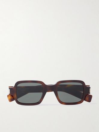 Saint Laurent Eyewear Occhiali Da Sole In Acetato Tartarugato Con Montatura Quadrata - Marrone