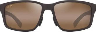 Maui Jim Matte Brown Walewaha AF Acetate Rectangular Sunglasses
