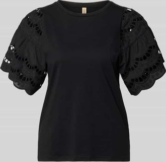 Soyaconcept T-Shirt mit Lochstickerei Modell LORAINE in BLACK, Gr&ouml;&szlig;e XXL