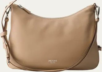Prada Fold Large Leather Shoulder Bag