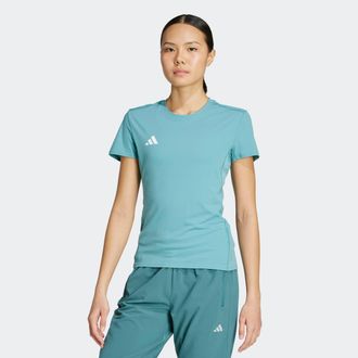 adidas Laufshirt ADIDAS PERFORMANCE ADIZERO E TEE, Damen, Gr. XL, powder teal, Obermaterial: 100% Polyester, normal, Rundhals, Shirts Laufshirt
