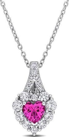Delmar Lab Created Pink Sapphire & Lab Created White Sapphire Pendant Necklace at Nordstrom Rack