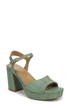 Naturalizer Petra Ankle Strap Platform Sandal in Green Multi Faux Raffia at Nordstrom, Size 6.5