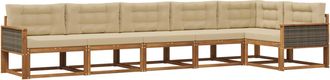vidaXL Conjunto De Sof&aacute;s De Exterior 6 Uds. Natural Y Beige Vidaxl