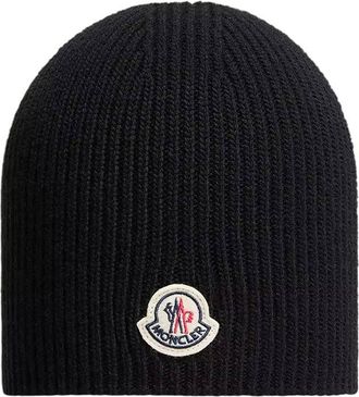 Moncler Black Logo Beanie Cap